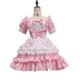 thumbnail image 1 of Puntoco Vestido De Manga Corta Con Cuello En V, Ropa De Juego Para Mujer, Traje De Mucama Cosplay, Vestido De Princesa Rosa M, 1 of 6
