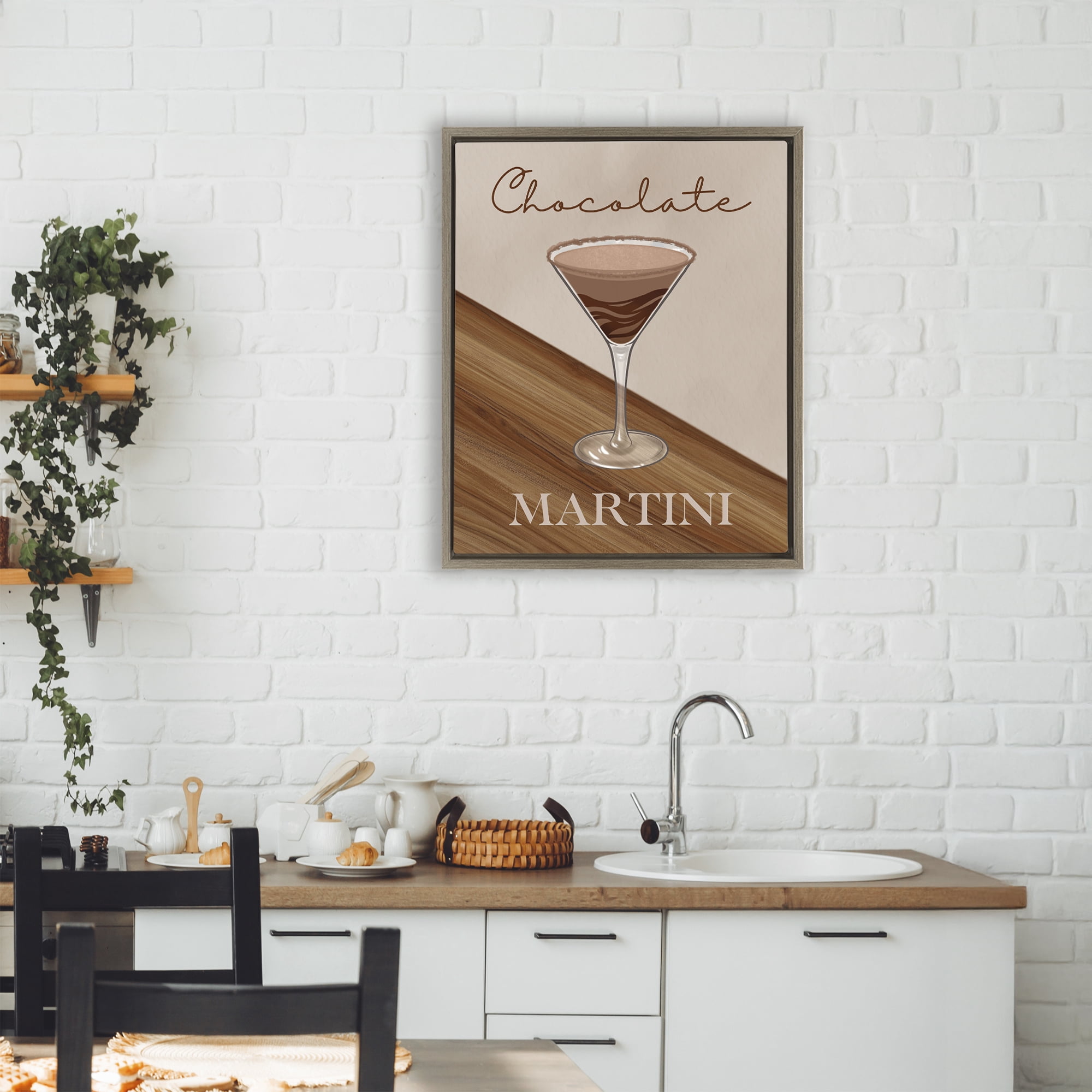 Stupell Industries Chocolate Martini on Brown Brown Framed Floater Canvas Wall Art, design by Marcus Prime