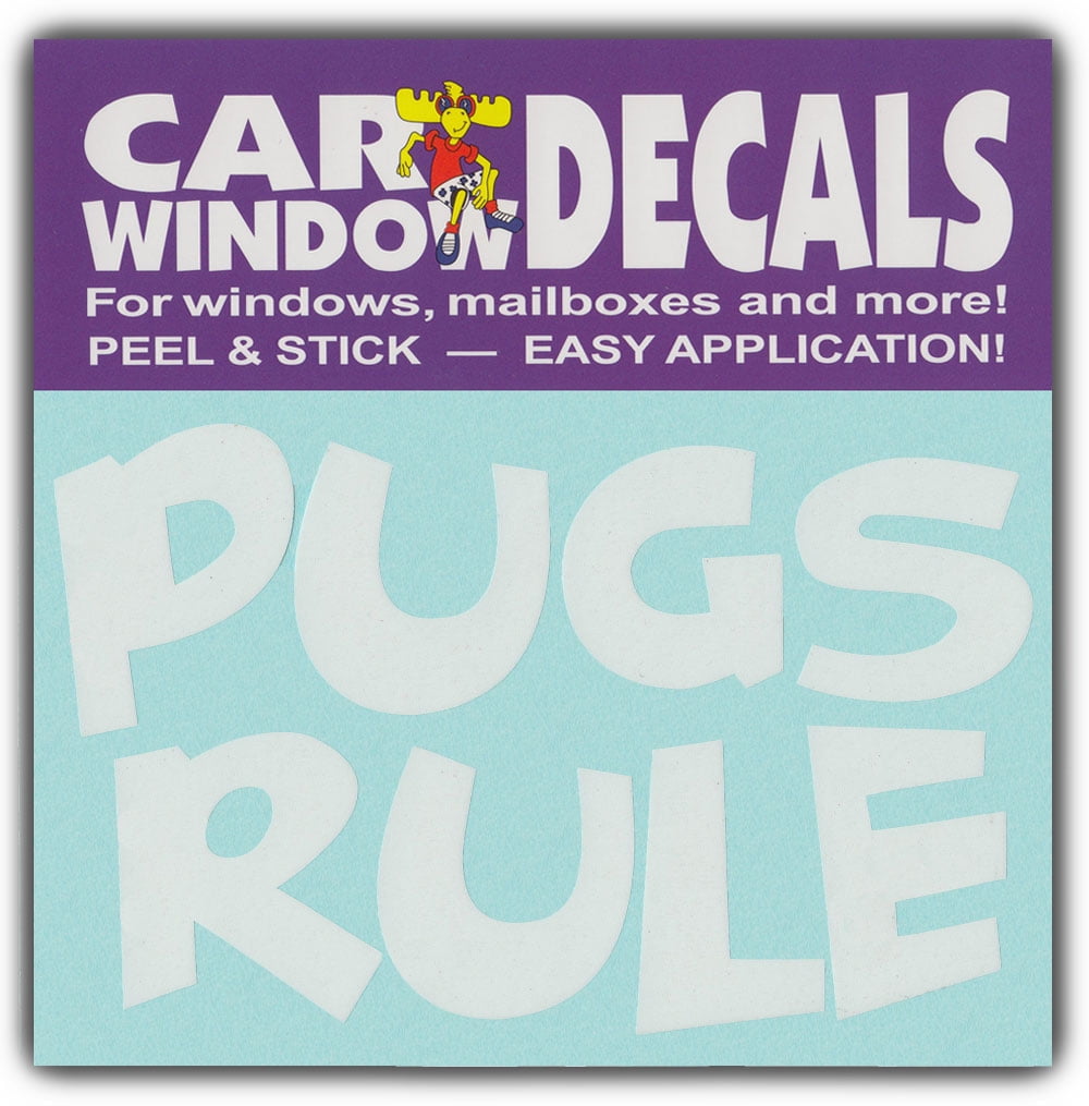 Car Window Decals PUGS RULEI Love My Pug DogStickers Cars Trucks Glass