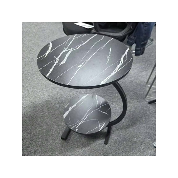 C-Shaped Narrow Round Side Table - Mid-Century Modern Walnut End Table for Small Spaces