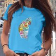 thumbnail image 1 of Puntoco Mujeres Niñas Tallas grandes Camisa con estampado de plumas Camiseta de manga corta Blusa tops Puntoco Puntoco-4292, 1 of 7