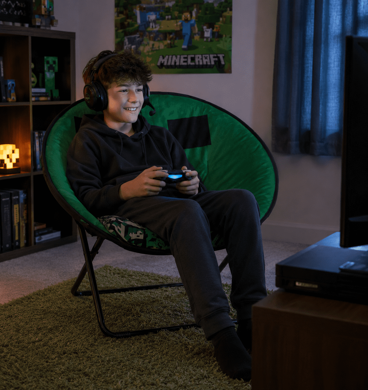 Minecraft 23" Kids' Saucer Chair, Green