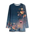 thumbnail image 6 of Wowcloth Women's Vintage Print Long Sleeve Round Neck Top, Casual Loose Fit with Pockets for Daily Wear and Casual Outings, 6 of 7