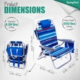 thumbnail image 7 of Sunnyfeel Extra Wide Low Beach Chair, 5 Position Lay Flat, 500 LBS Heavy Duty, XL Portable Folding Chair, Dark Blue Stripe, 7 of 7