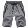 thumbnail image 2 of Lovskoo Athletic Shorts for Men Solid Color Spring Summer Sweatpants with Pocket Drawstring Loose Quarter Pants Dark Gray, 2 of 9