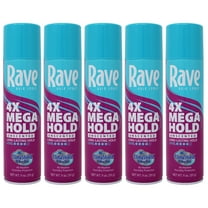 5 Pack Rave 4X Mega Aerosol Hairspray Now With ClimaShield, Unscented 11 Oz Each