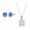 White Opal, variant on 925 Sterling Silver Rhodium Plated 10mm Square White/Blue Created Opal Beaded Bail 18’’ Pendant Necklace Including a 6mm Round Created Blue Opal Stud Earrings Jewelry Set