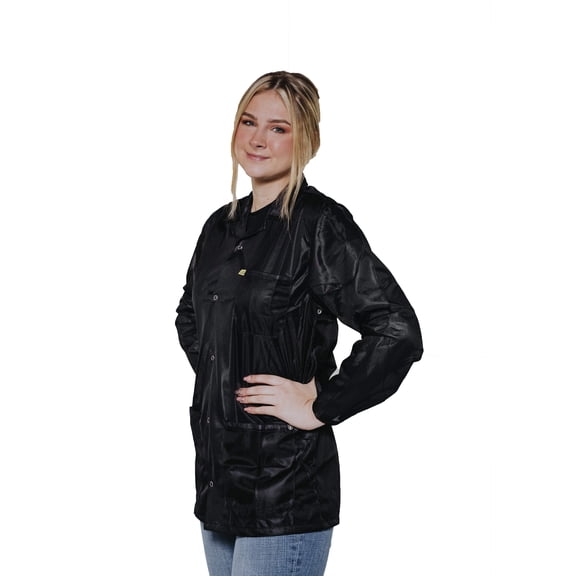 ESD Jacket - Medium Weight Anti-Static Fabric, Lapel Collar, Snap Cuff - Unisex Adult