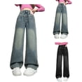 thumbnail image 3 of LWNYDPLSD Girls Baggy Jeans Straight Wide Leg Casual Denim Pants for Kids Y2k Distressed Vintage Denim Jeans Fashion Streetwear for Teens Girl, 3 of 8