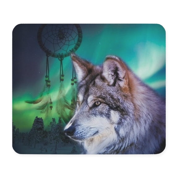 CafePress - Dream Catcher Northern Light Wolf Mousepad - Non-slip Rubber Mousepad, Gaming Mouse Pad