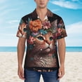 thumbnail image 4 of Daiia Flower Crown Cat Hawaiian Shirt for Men Gentle Cotton Regular Short Sleeve Casual-Small, 4 of 9