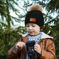 thumbnail image 3 of Umfun Winter Hats for Children Winter Trendy Skull Cap Beanies Hats Solid Caps Warm Beanie Cute Pom Pom Hats Outdoors Skiing Hat Black Free Size, 3 of 5