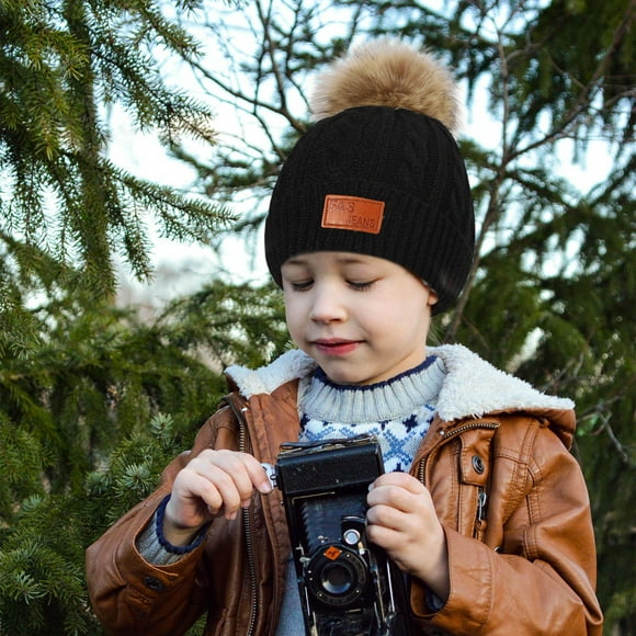 Levmjia Chapeaux d'Hiver pour Enfants Doux et Chauds Nouveau 1-11 Ans pour Filles Garçons Bonnet d'Hiver Chaud Tricoté Épais Casquette de Ski avec Balle en Peluche