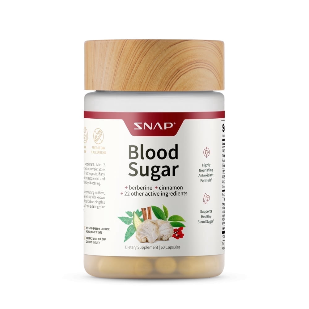 Snap Supplements Blood Sugar Support Blend with Berberine and Cinnamon, 60 Capsules, Adult Dietary Supplement, Easy-to-Use Capsule Format, For blend supports healthy glucose and metabolic wellness