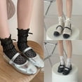 thumbnail image 4 of Aellinatey Lace Hollow Out Socks For Womens Summer Solid Color Thin Socks with Bowknot, 4 of 20
