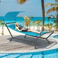 thumbnail image 3 of Costway Patio Hanging Chaise Lounge Chair with Canopy, Cushion, Pillow & Storage Bag Blue, 3 of 10