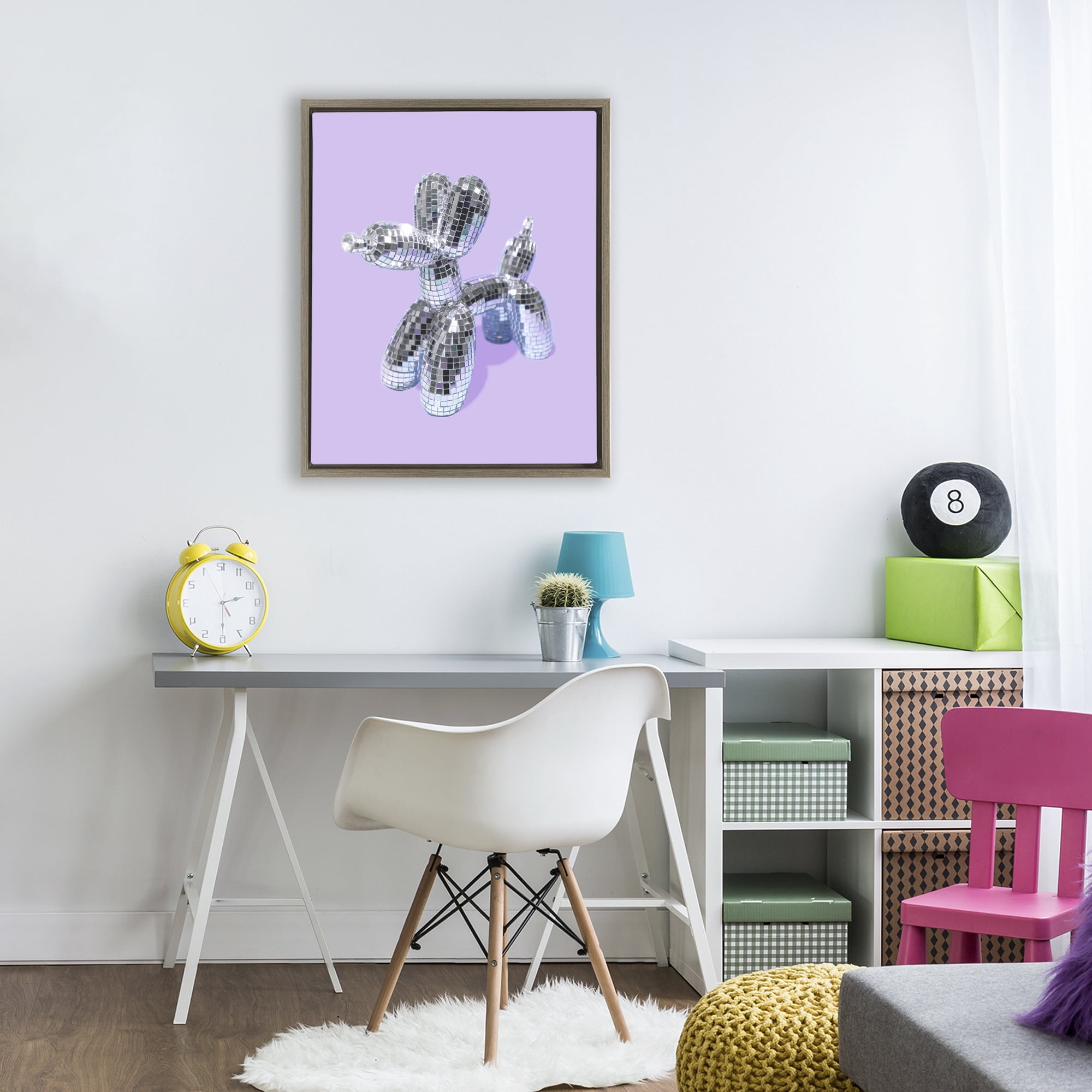 Stupell Industries Disco Balloon Animal on Lilac Brown Framed Floater Canvas Wall Art, design by LISH Creative