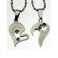 thumbnail image 2 of R.H. Jewelry Men Women Lovers Couple Stainless Steel Silver-tone Heart Pendant Necklace Set, 2 of 5