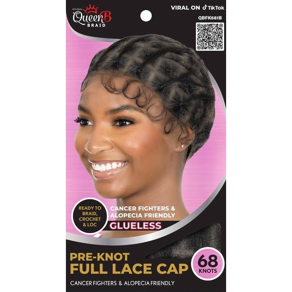 QueenB Pre-Knot Full Lace Cap – Square Design - 68 Knots