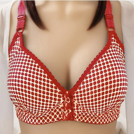 Sentmoon Womens Sports Bras Plus Size No Underwire Seamless Bras for Women Comfort Front Closure with Snaps Push up Maternity Bra Womens Trendy for Dating Outfits Red 42