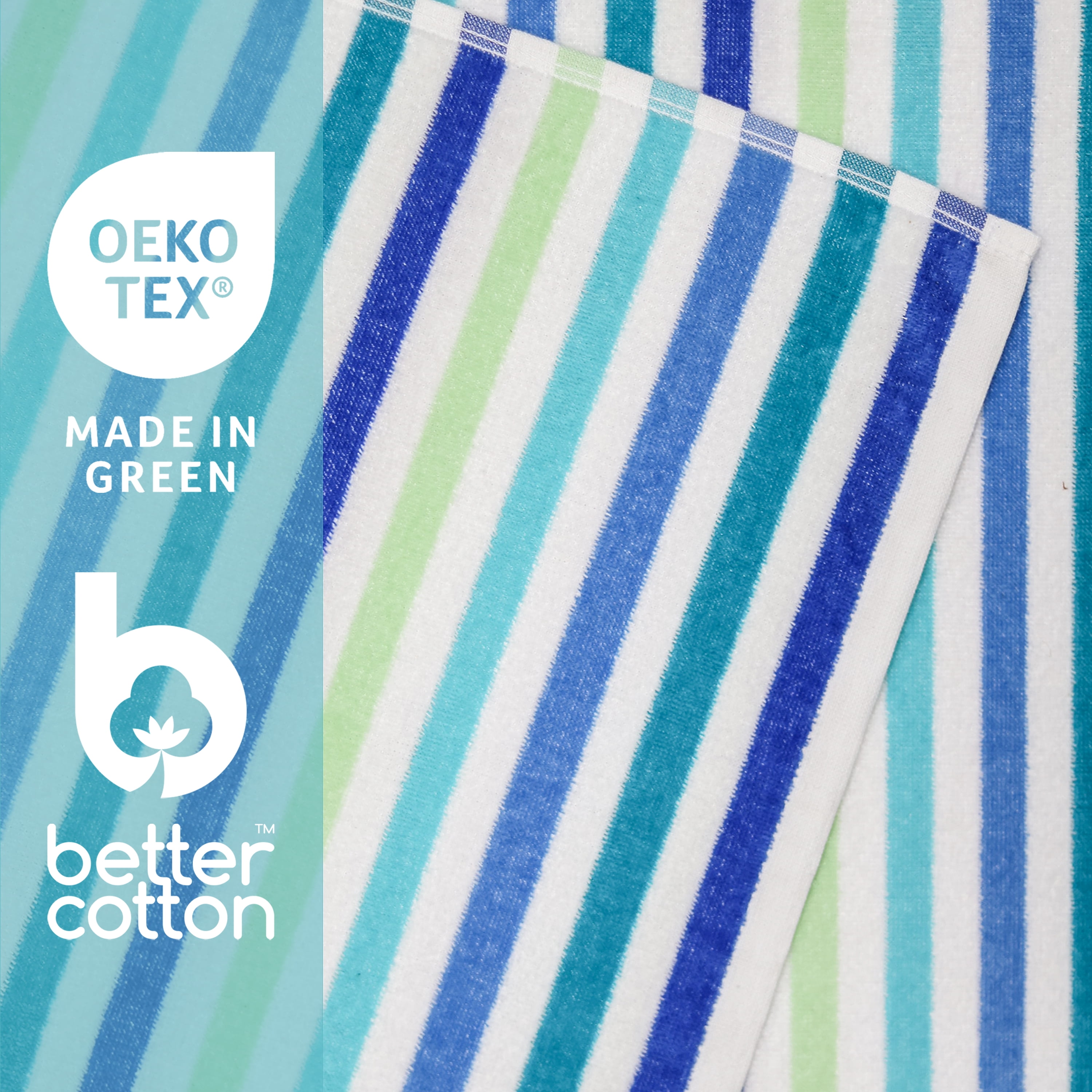 Mainstays Everyday Yarn Dyed Cool Breton Stripe Cotton-Blend Velour Beach Towel, 30" X 60"