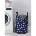 thumbnail image 3 of Botanical Laundry Bag, Colorful Floral Pattern Along Falling Leaves Motifs on Dark Blue Background, Hamper Basket with Handles Drawstring Closure for Laundromats, 13" x 19", Multicolor, by Ambesonne, 3 of 4