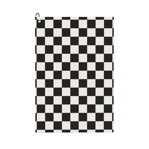 Naloa Black and White Checkerboard Golf Towel Golf Gift for Men and Women Golf Towel with Carabiner Clip to Quickly Remove Mud, Dirt and Sweat