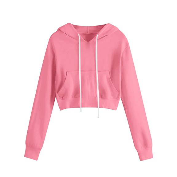 Womens Hoodie Casual able And Pocket Short Long Sleeved Fashion Sweatshirt for Women Pink M