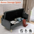 thumbnail image 4 of 60" W Velvet Loveseat Sofa Couch with Storage, Small Love Seat Couches for Bedroom, Living Room, Office, Dorm, Comfy Cushion, 2 USB Charging Ports, Dark Grey, 4 of 6