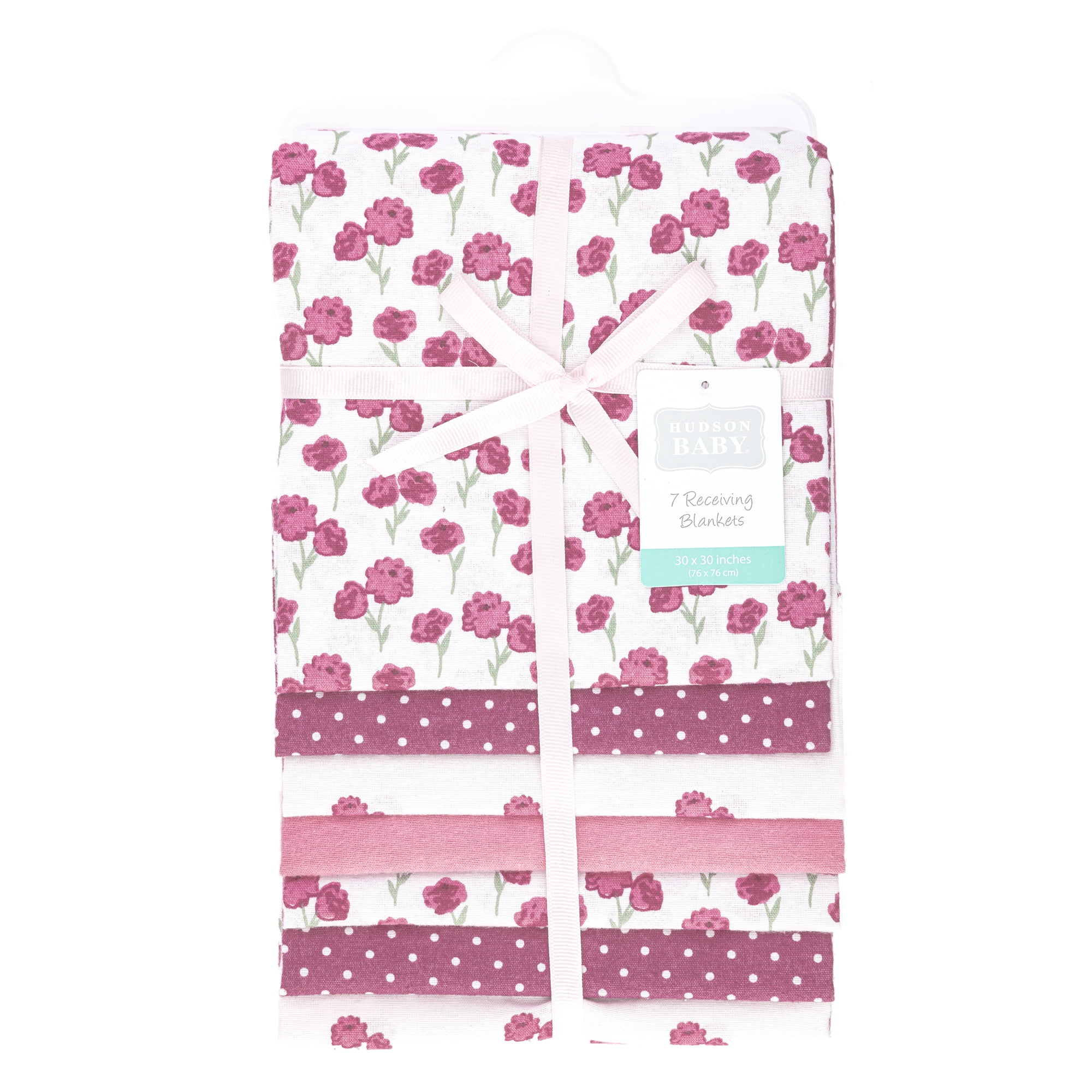 Hudson Baby Unisex Baby Cotton Poly Flannel Receiving Blankets Bundle, Wild Rose Floral, One Size