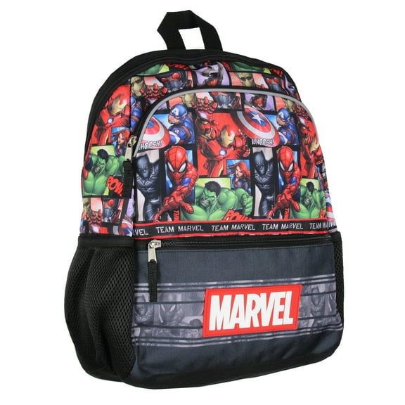 Avengers Spider-Man Iron Man Captain America Hulk 16" Book Bag School Travel Backpack With Water Bottle Pockets and  Adjustable Back Straps