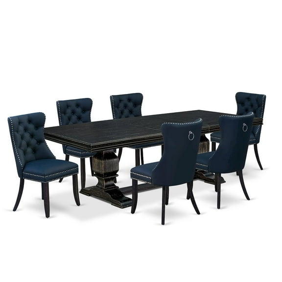 Luxe by East West Furniture 7 piece dining room set a rectangular table and 6 Faux Leather parson Chairs