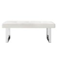 thumbnail image 3 of Posh Living Myles 18" U-Leg Faux Leather & Stainless Steel Bench in White, 3 of 7
