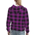 thumbnail image 7 of Kdxio Purple Black Plaid Print Womens Oversized Hoodies Sweatshirts Hooded Pullover Tops Sweaters Casual-Large, 7 of 7