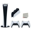 Sony Playstation 5 Digital Edition Console (Japan Import) with Extra White Controller and DualSense Charging Station Bundle with Cleaning Cloth