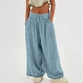 thumbnail image 2 of Dpytoraw Womens Baggy Utility Pants Summer High Waisted Wide Leg Cargo Pants With Pockets Blue, 2 of 5