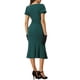 thumbnail image 3 of Vestidos Elegantes Chic para Negocios de Mujer con Escote Corazón, Manga Corta Abullonada, Estilo Sirena, Midi, Talla XL, Verde Oscuro, 3 of 6