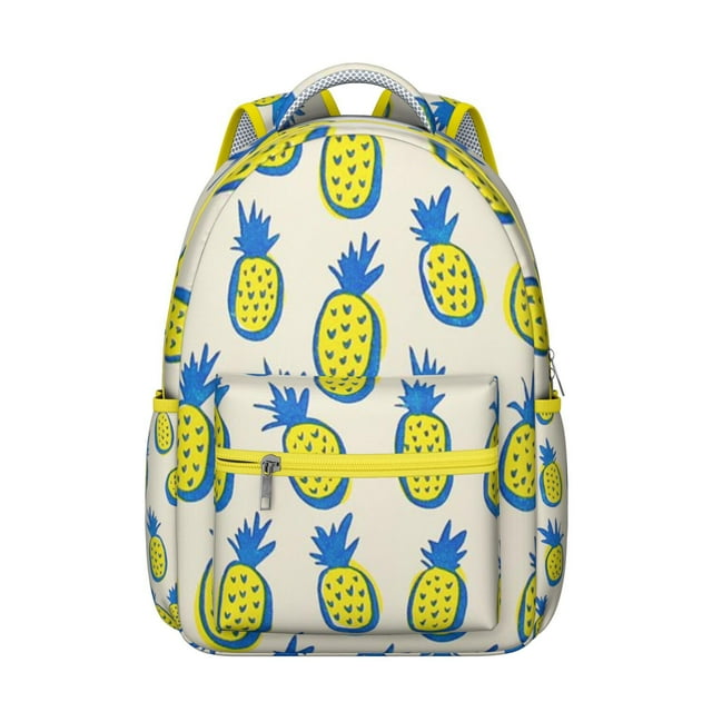 Sac à Dos Étudiants Exotiques Ananas Hawaïen Hawaïen Tropical Sac d'École avec Design Fruit Été Jaune Doré, Léger et Sangle Réglable