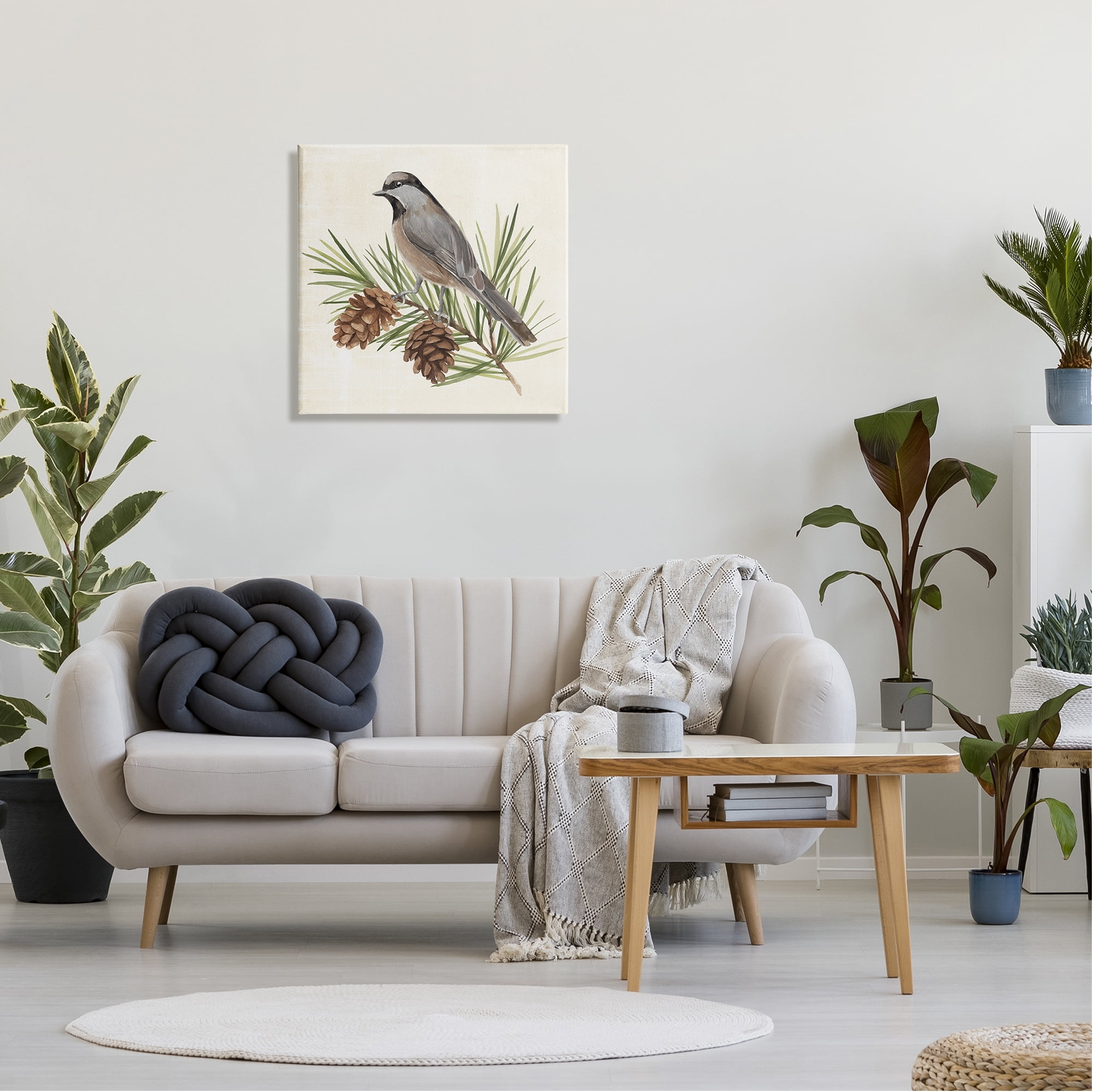Stupell Industries Bird on Pine Tree Animals & Insects Painting Gallery Wrapped Canvas Print Wall Art, 24 x 24