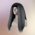 thumbnail image 4 of DOPI Black Wig Hair Wigs For Women Synthetic Straight 26inch Long Headband wig, 4 of 5