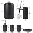 thumbnail image 4 of Bathroom Accessories Set 6 Pcs Plastic Gift Set Bathroom Set Trash Can, Toothbrush Cup Soap Dish 1x Tumbler Toilet Brush with Holder, Multicolor Decoration, Black, 4 of 7