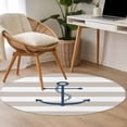thumbnail image 5 of Round Area Rug 4ft, Coastal Blue Anchor Art Non-Shedding Washable Area Rug, Vintage Gray Stripe Non Slip Low-Profile Circle Rugs for Living Room, Bedroom Dining Room, 5 of 9