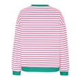 thumbnail image 5 of YUGYXL Striped Henley Shirts for Women Fall Winter Long Sleeve Blouses Y2K Comfy Pullover Sweatshirt Green M, 5 of 5