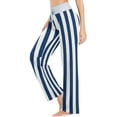 thumbnail image 3 of FREEAMG Women Pajama Pants Lounge Pants Long Stretch Comfy Sleepwear Navy Blue White Stripes, 3 of 7