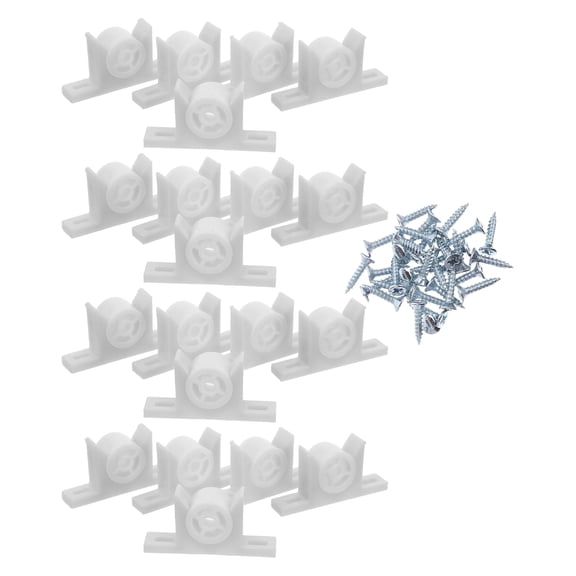 SEWOART 30Sets White Plastic False Front Cabinet Clips with Screws Easy Install for Kitchen Closet Door Hardware