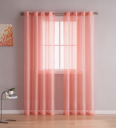 Grommet Semi Sheer Curtains 2 Pieces Total Size 108 Inch Wide