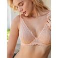 thumbnail image 6 of Wingslove Women's Sexy Sheer Lace Bra Underwire Unlined Plunge See Through Push Up Full Coverage Bra,Pink Nude 38D, 6 of 6