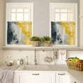 thumbnail image 4 of Abstract Graffiti Kitchen Curtains and Valances Set, Grey Yellow Oil Painting Style Rod Pocket Window Valance 18 Inch Window Curtain Panels for Living Room Bedroom Laundry, 27.5x36in, 3 Pieces, 4 of 7