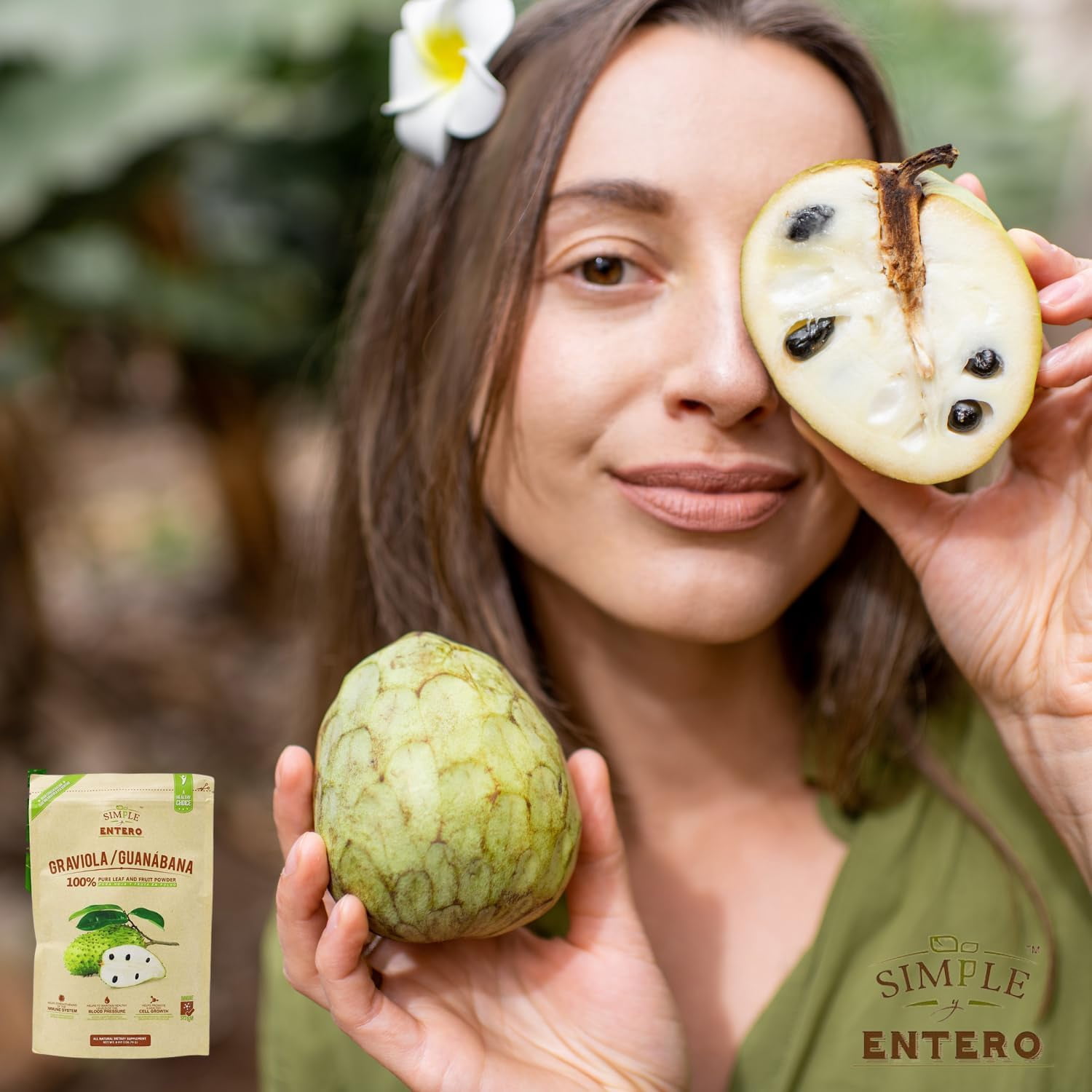 (2 pack) Simple Y Entero Graviola and Guanabana with 100% Leaf Powder, Boosts Your Immune System, 8 oz Bag