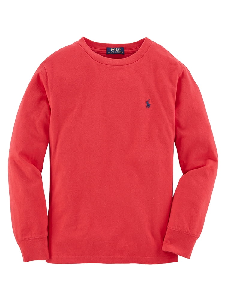 Ralph Lauren Baby Boys Cotton Long-Sleeve Crew T-Shirt, Red, 3 Months -  